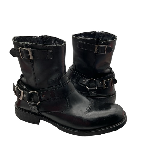 Artigiana Black Leather motto  Buckle‎ Boots size 10.5M - Picture 1 of 7
